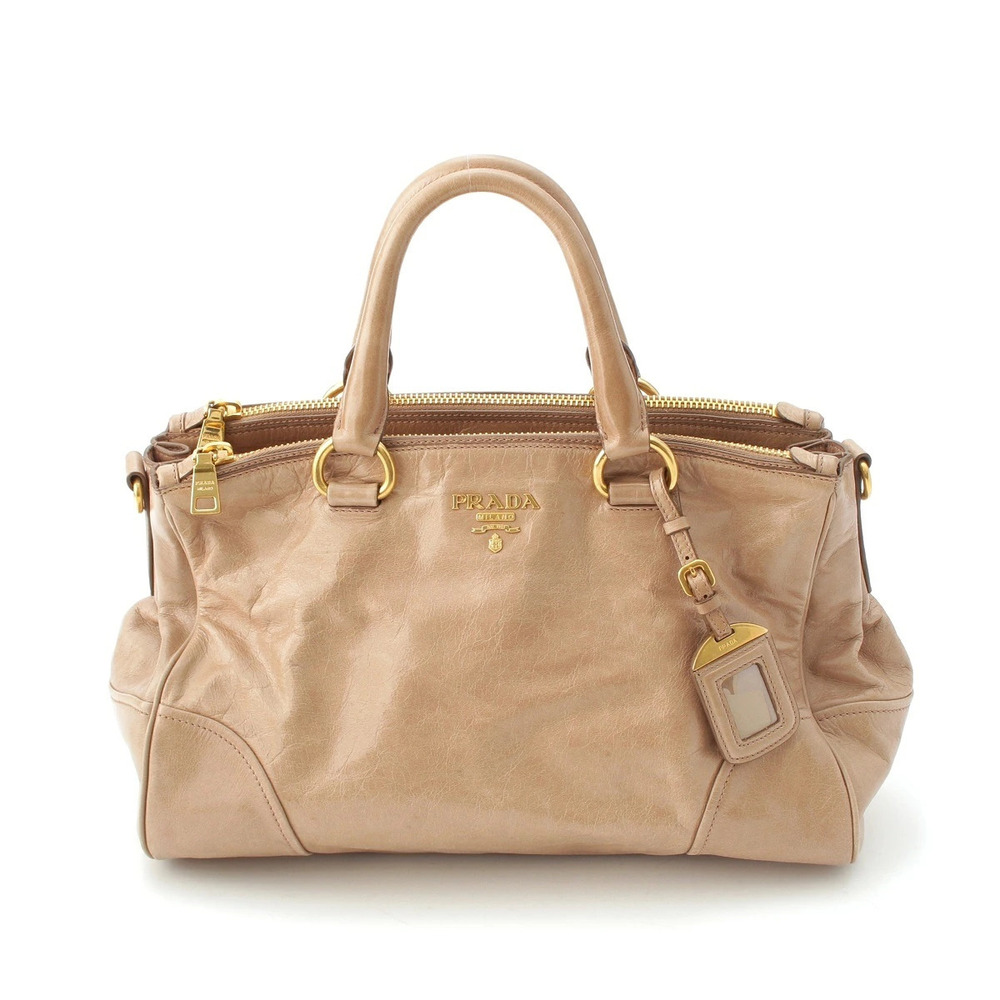Prada Vitello Shine Shoulder Bag Beige Cream